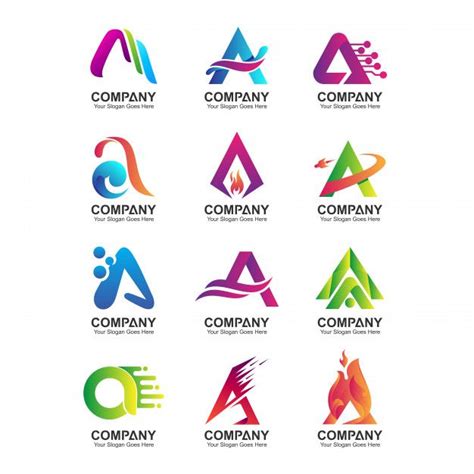 Abstract letter a logo template, company identity icons set, business name collection Premium ...