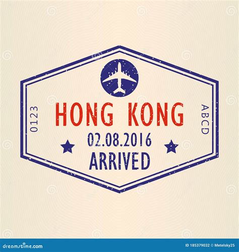 Hong Kong Visa or Arrival Stamp from Passport. Hong Kong Travel Stamp. Airport Sign Stock Vector ...