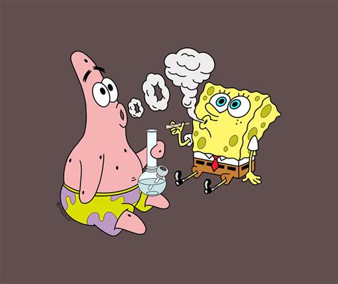 Spongebob and Patrick Smoking Weed Cannabis Art Painting by Murphy Dennis | Pixels