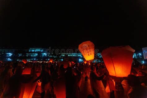 Night Rainy View of the Famous Pingxi Sky Lantern Festival Editorial Photo - Image of dark ...