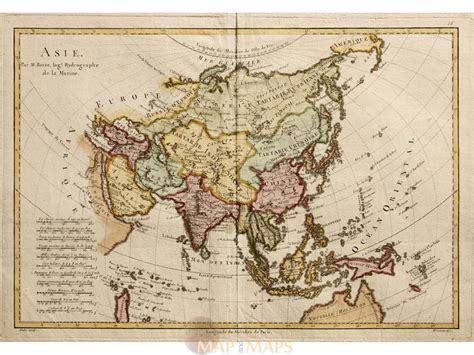 Asia Old Historical Map Asie by Rigobert Bonne 1787 | Mapandmaps