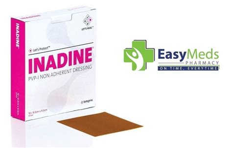 Inadine 9.5cm x 9.5cm x 10 Non Adherent Wound Dressing Pov-Iodine ...