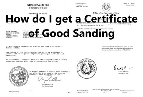 Certificate Of Good Standing - CA SOS Expedited Filing Service ...