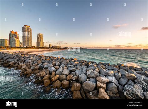 South Pointe Beach Park at Sunrise Stock Photo - Alamy