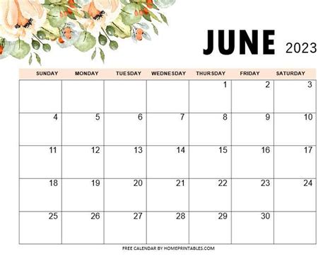 June 2023 Calendar Templates - Free Download!