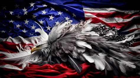 Premium Photo | Bald Eagle Perched on American Flag