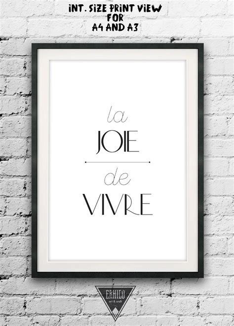 La Joie De Vivre French Quote Poster Printable Home Art