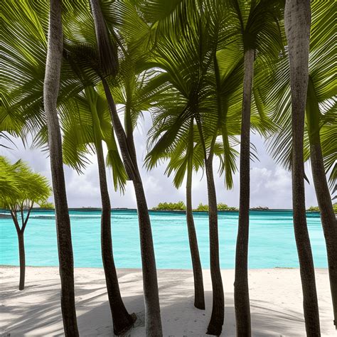 Maldives Beach Palm Tree Graphic · Creative Fabrica