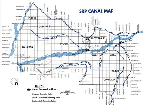 Phoenix canal map - Phoenix canal system map (Arizona - USA)