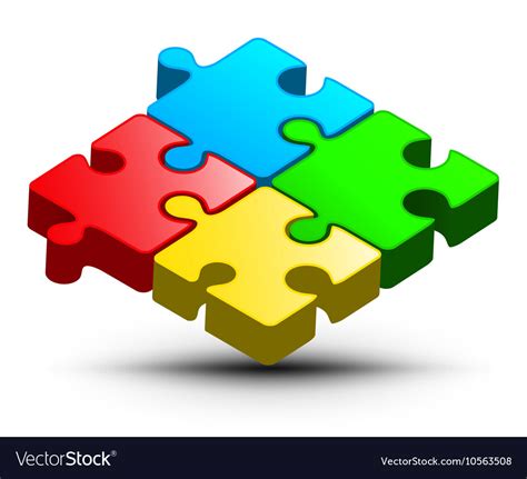 Puzzle logo design colorful jigsaw 3d abst Vector Image