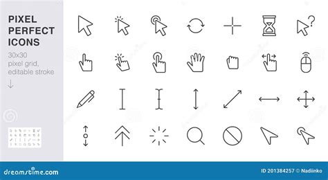 Cursor Line Icon Set. Mouse Click, Hand Tap, Arrow Pointer, Type Here ...