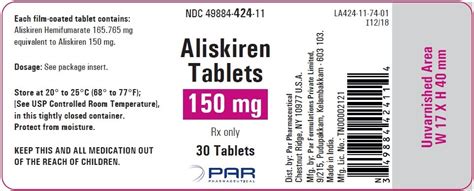 Aliskiren Tablets: Package Insert - Drugs.com