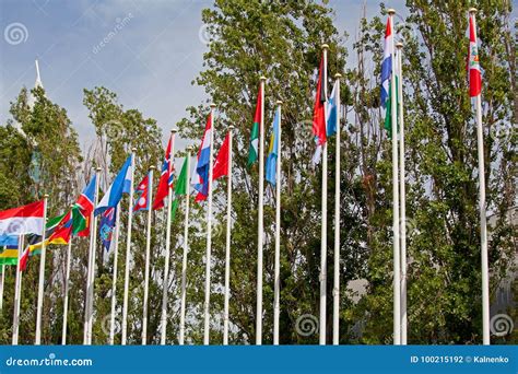 Flags of the World Happily Blowing in the Wind Stock Photo - Image of ...