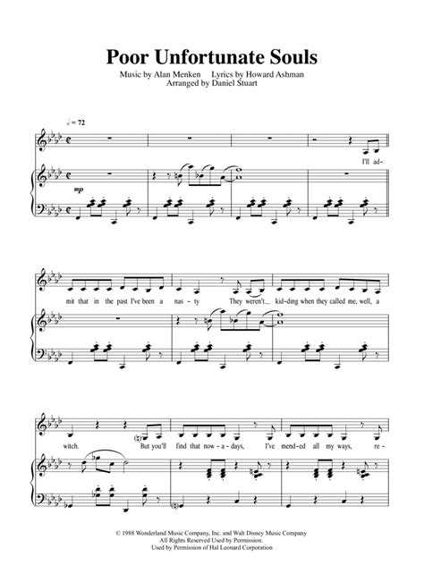 Poor Unfortunate Souls (arr. Daniel Stuart) Sheet Music | Alan Menken ...