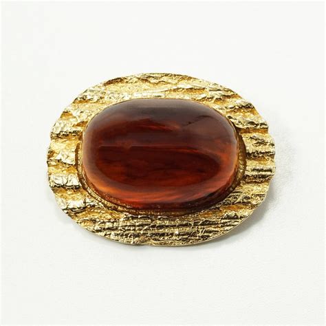 Bakelite Brooch, Bakelite Jewelry, Accessocraft Brooch, Faux Amber, Vintage Mid Century ...