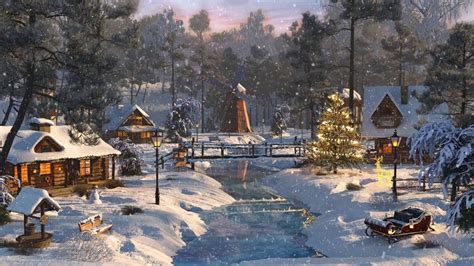 Snowy Village Ambience - Howling Wind, Relaxing Snowfall & Winter ...