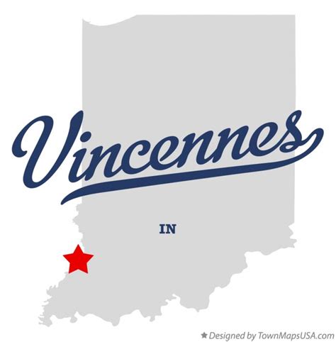 Map of Vincennes, IN, Indiana