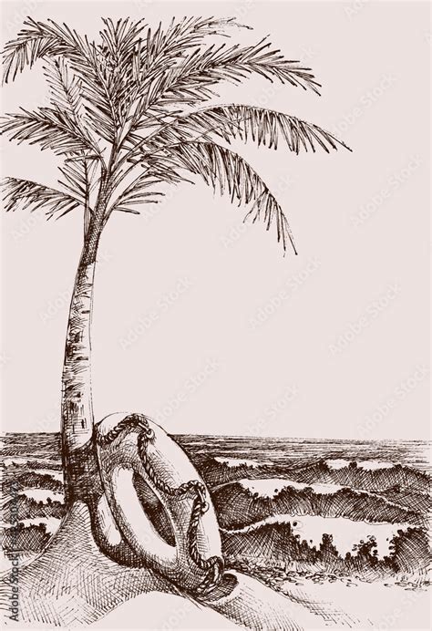 Palm Tree Beach Drawing