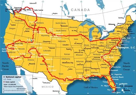 Boundary Map Of The USA With Canada | WhatsAnswer | Road trip florida, Usa map, America map