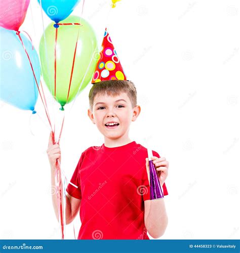 Happy Boy Holding Colorful Balloons. Stock Image - Image of pretty, male: 44458323