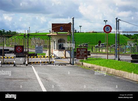 Entrance of the Kadena Air Base, a United States Air Force Base in Naha ...