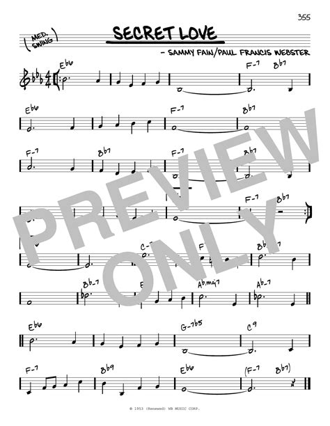 Secret Love by Paul Francis Webster Sheet Music for Real Book – Melody & Chords at Sheet Music ...