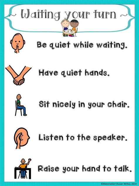 Waiting Your Turn Rules Turn Taking Poster Speech Therapy Other Classrooms | Speech therapy ...