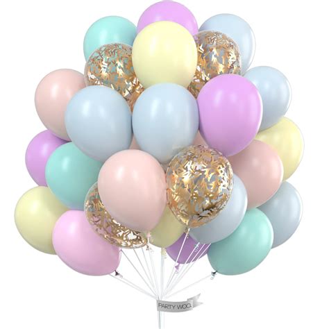 Buy PartyWoo Pastel Balloons, 60 pcs 12 Inch Pastel Latex Balloons, Gold Glitter Balloons ...