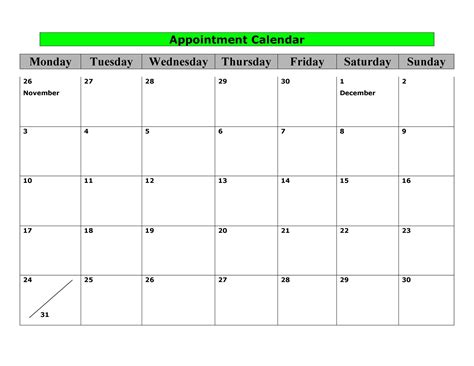 Free Printable Appointment Calendar