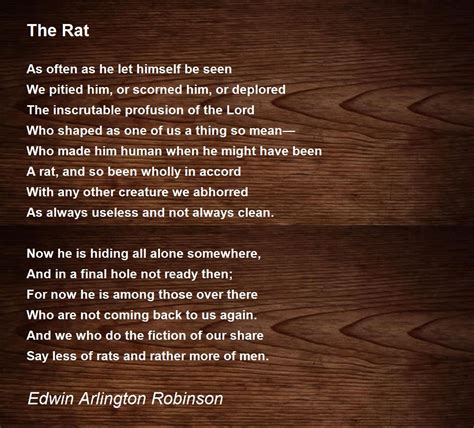 The Rat - The Rat Poem by Edwin Arlington Robinson