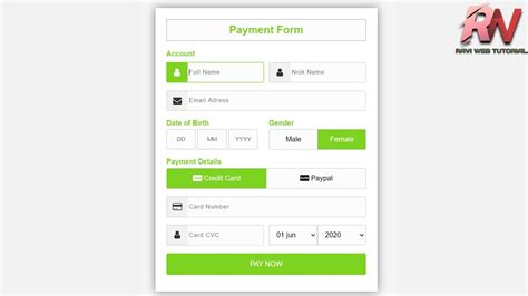 How to create Payment form page design In html and css || How To Make a ...