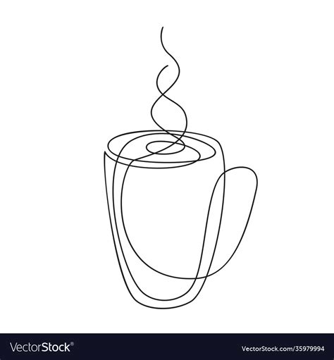 Coffee mug continuous one line drawing hot Vector Image