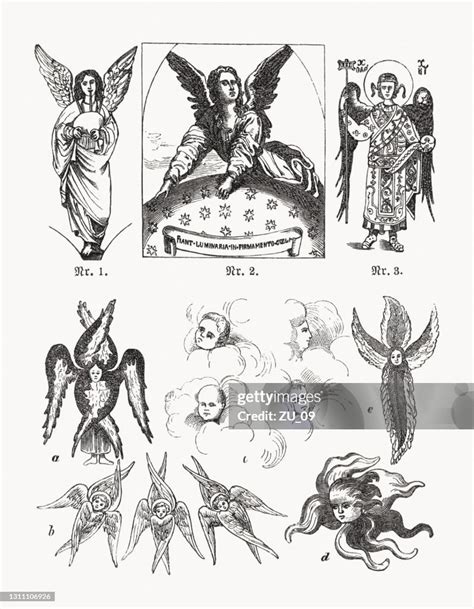 Angels Cherubim And Seraphim Wood Engravings Published In 1893 High-Res ...