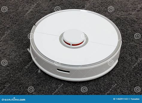 Automation Cleaning. White Robot Vacuum Cleaner Stock Image - Image of garbage, house: 146091143