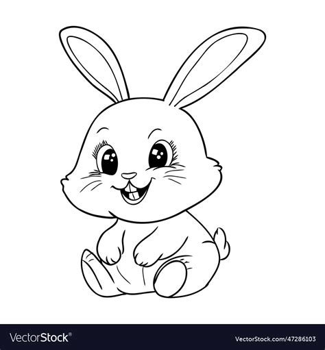 Cute outline rabbit bunny for coloring Royalty Free Vector