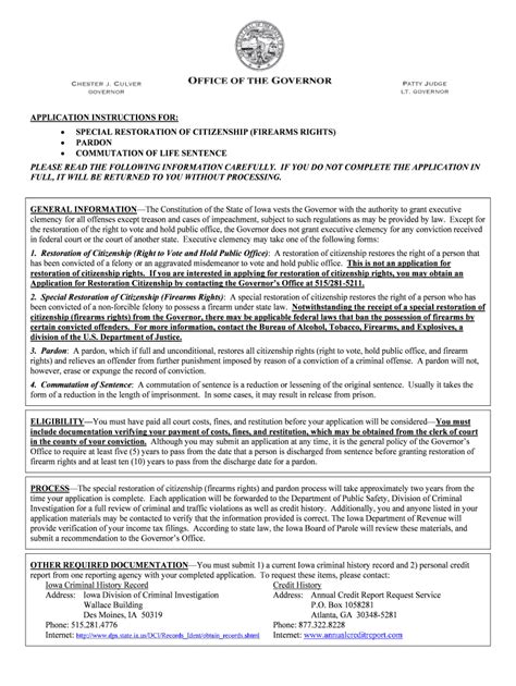 Firearms and Pardon Application Governor Kim Reynolds Form - Fill Out ...