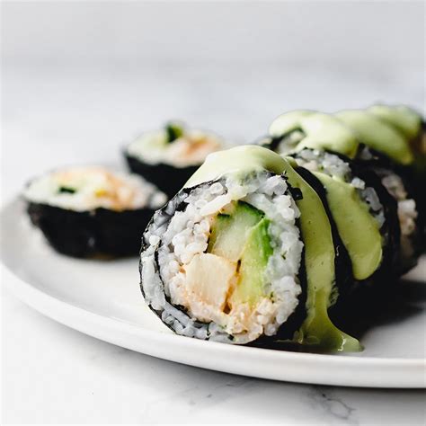 Vegan California Roll with Avocado Wasabi Sauce – Emilie Eats