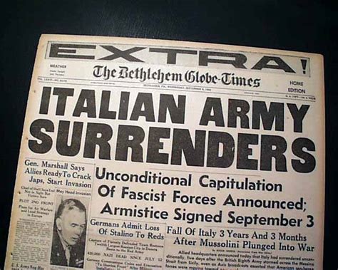 Italy surrenders... - RareNewspapers.com