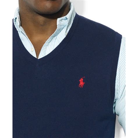 Polo ralph lauren V-Neck Merino Wool Sweater Vest in Blue for Men (Hunter Navy) | Lyst