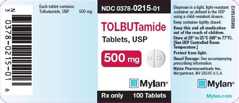 Tolbutamide - FDA prescribing information, side effects and uses