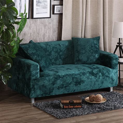 Modern Suede Sofa Cover Soft Slipcover Four Season Floral Printed Stretch Sofa Case Furniture ...