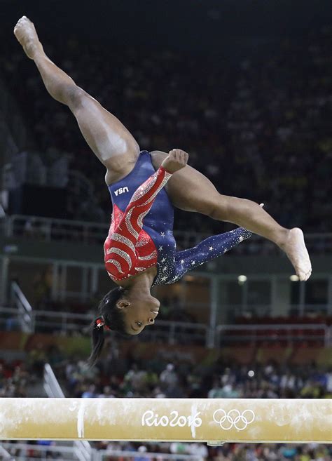 United States' Simone Biles performs on the balance beam during the ...