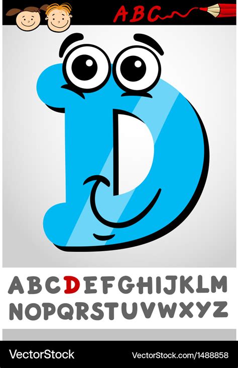 Funny letter d cartoon Royalty Free Vector Image