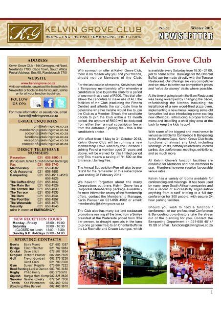 Membership at Kelvin Grove Club