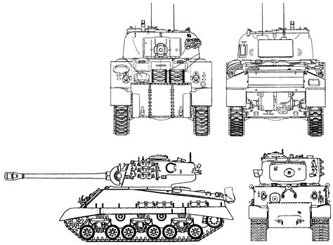 M4 Sherman Blueprint - Download free blueprint for 3D modeling