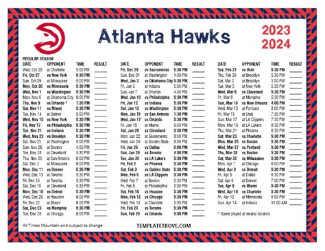 Atlanta Hawks Schedule 2024 - Ines Rebeka