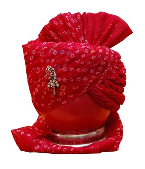 Rajasthani Wedding Safa Conventional Red Turban In Rajasthani Bandhani - Buy Online @ Rs. | Snapdeal