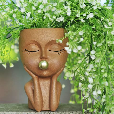 Amazon.com : Face Planters Pots Head Cute Plant Pots for Indoor Plants Resin Head Planter ...