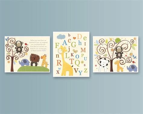 Baby Room Art Nursery Wall Art Children Artwork Set of 3