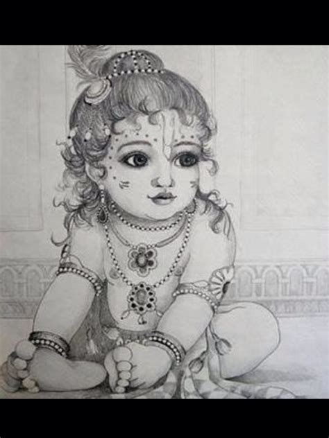 Baby Krishna Line Drawing